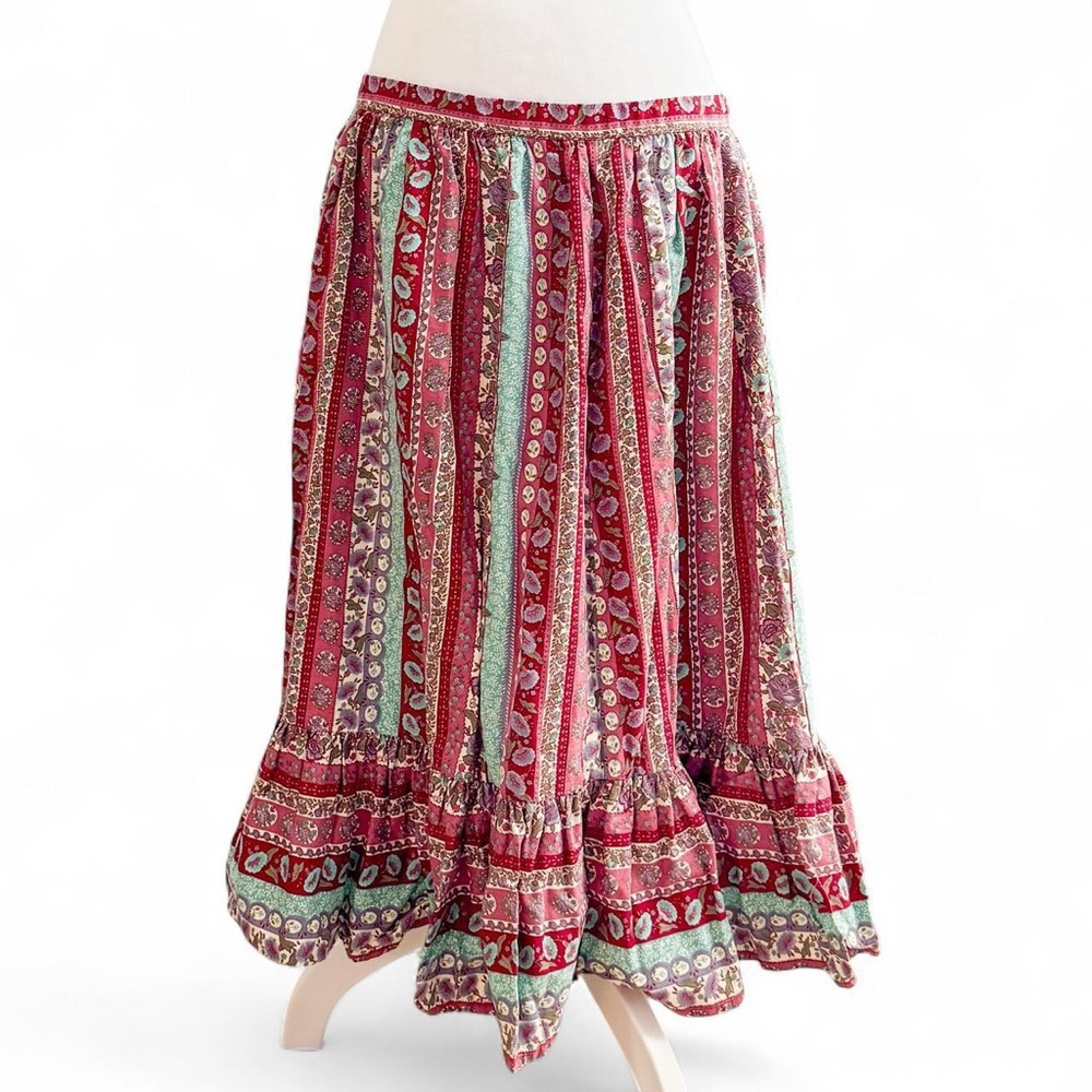 Bohemian Multicolor Midi Skirt Handmade Vintage - Picture 1 of 7